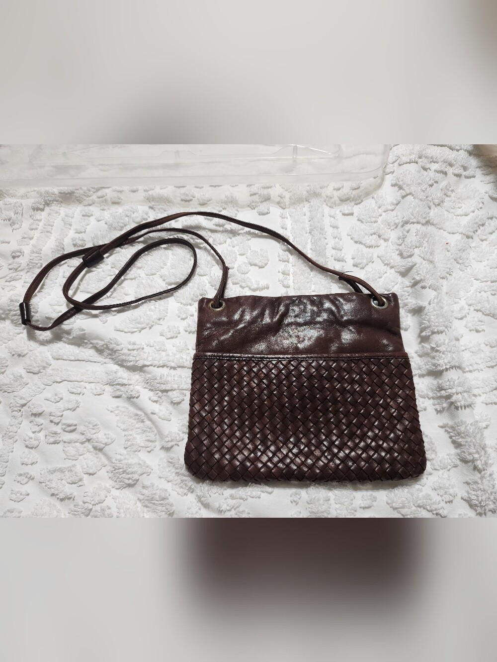 Margot Classic Woven Crossbody Bag in Dark Brown, Buttery Soft - Picture 2 of 7
